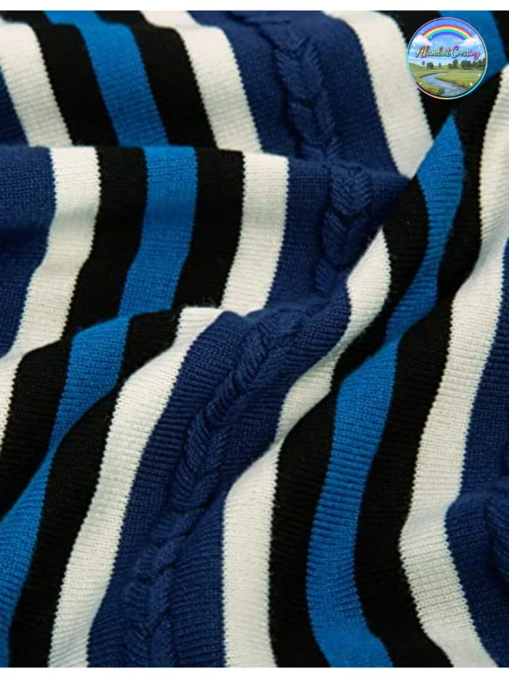 Vintage Striped Knit Cardigan with Lapel Collar and Cable Knit